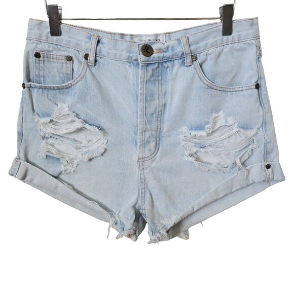 One Teaspoon Outlaws Distressed Cut Off Denim Jean Shorts